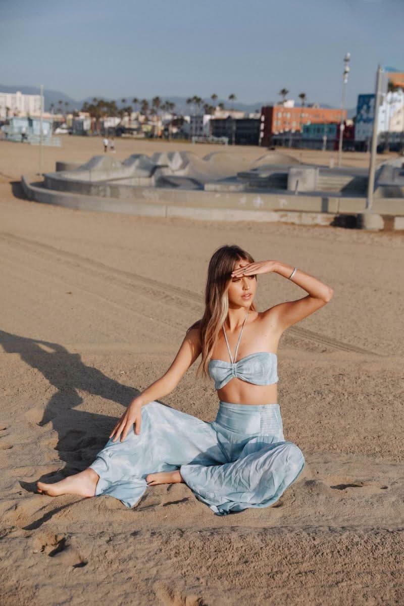 By the Shore Aqua Tie-Dye Print Two-Piece Jumpsuit -  BohoPink