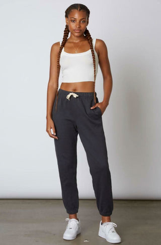 Pewter grey fleece sweatpants for women