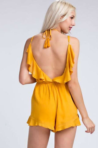 Wild For Mary Mustard Yellow Romper - Back View