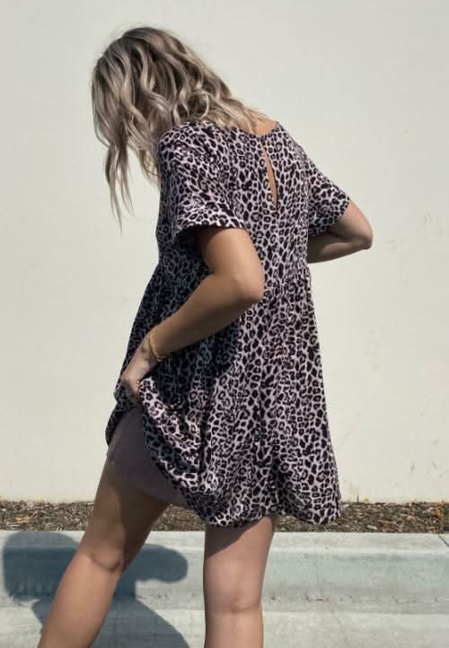 Corrie Leopard Print Romper Dress -  BohoPink