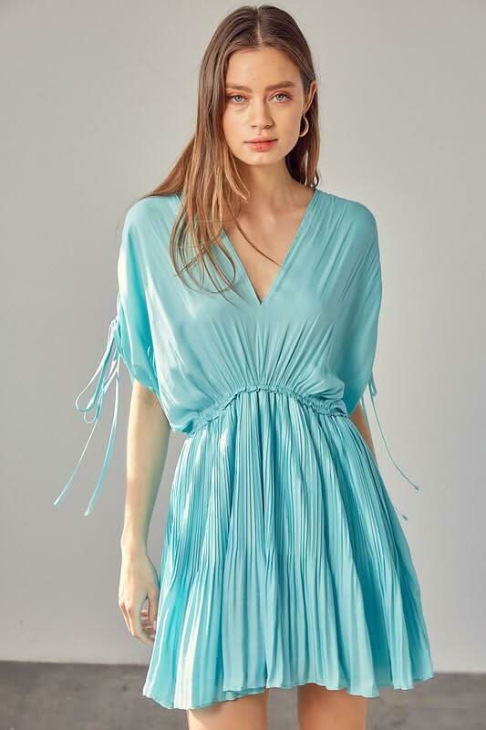 Light Blue Dolman Short Sleeve Mini Dress 