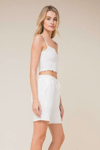 Don't Do It White Notch Cami Crop Top - Side View