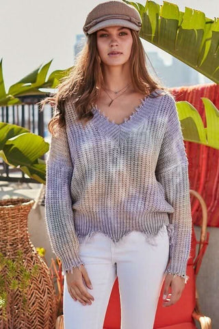 Easy Vibes Lavender Tie-Dye Snag Sweater - Trendy Sweaters for Women