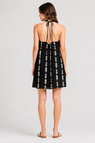Wild West Black Mock Neck Shift Dress - Back View