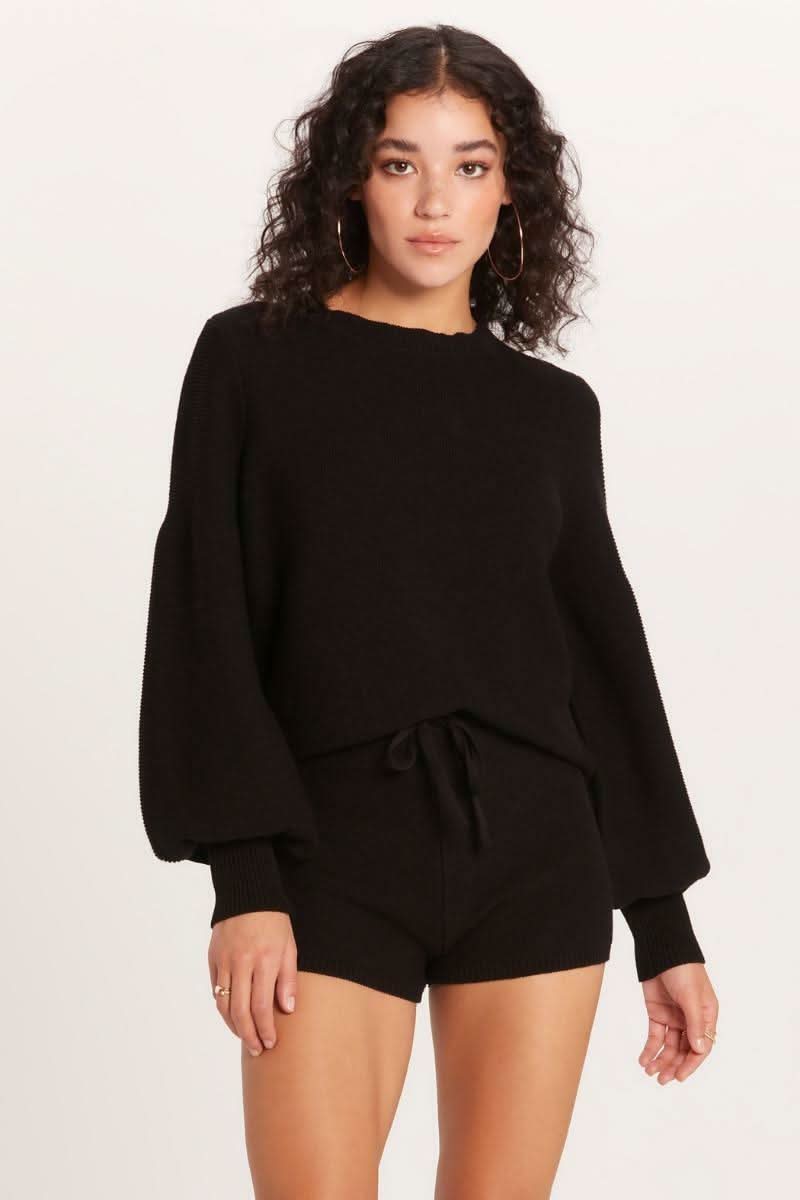 Black Puff Sleeve Sweater