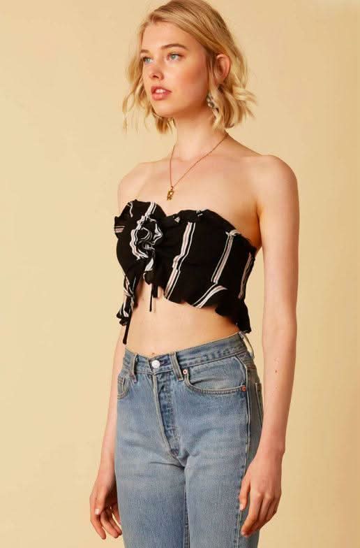 Black Ruffle Crop Top