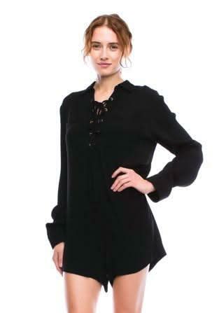 Women's Black Long Sleeve Romper