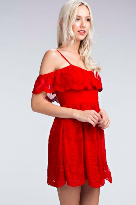  Red Lace Off-the-Shoulder Dresses 
