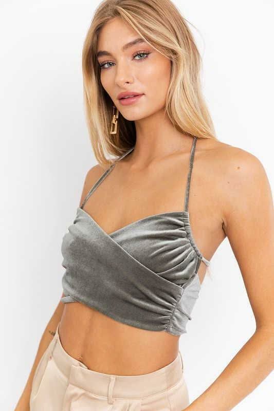 Sage Velvet Crop Top