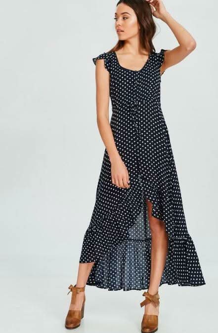Dotty & Me Navy Blue and White Polka Dot Maxi Dress - Size S Dotty & Me Navy Blue and White Polka Dot Maxi Dress - Size S