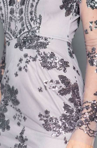 Victoria Silver Sequin Mini Dress - Detailed View
