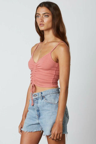 It's On Rose Drawstring Cropped Tank Top - Side View