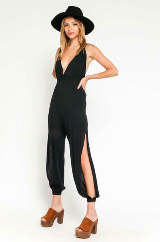San Remo Black Backless Jumpsuit - Outfit View