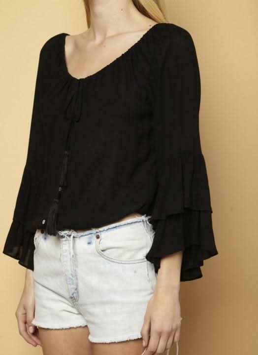 Black Boho Chic Top