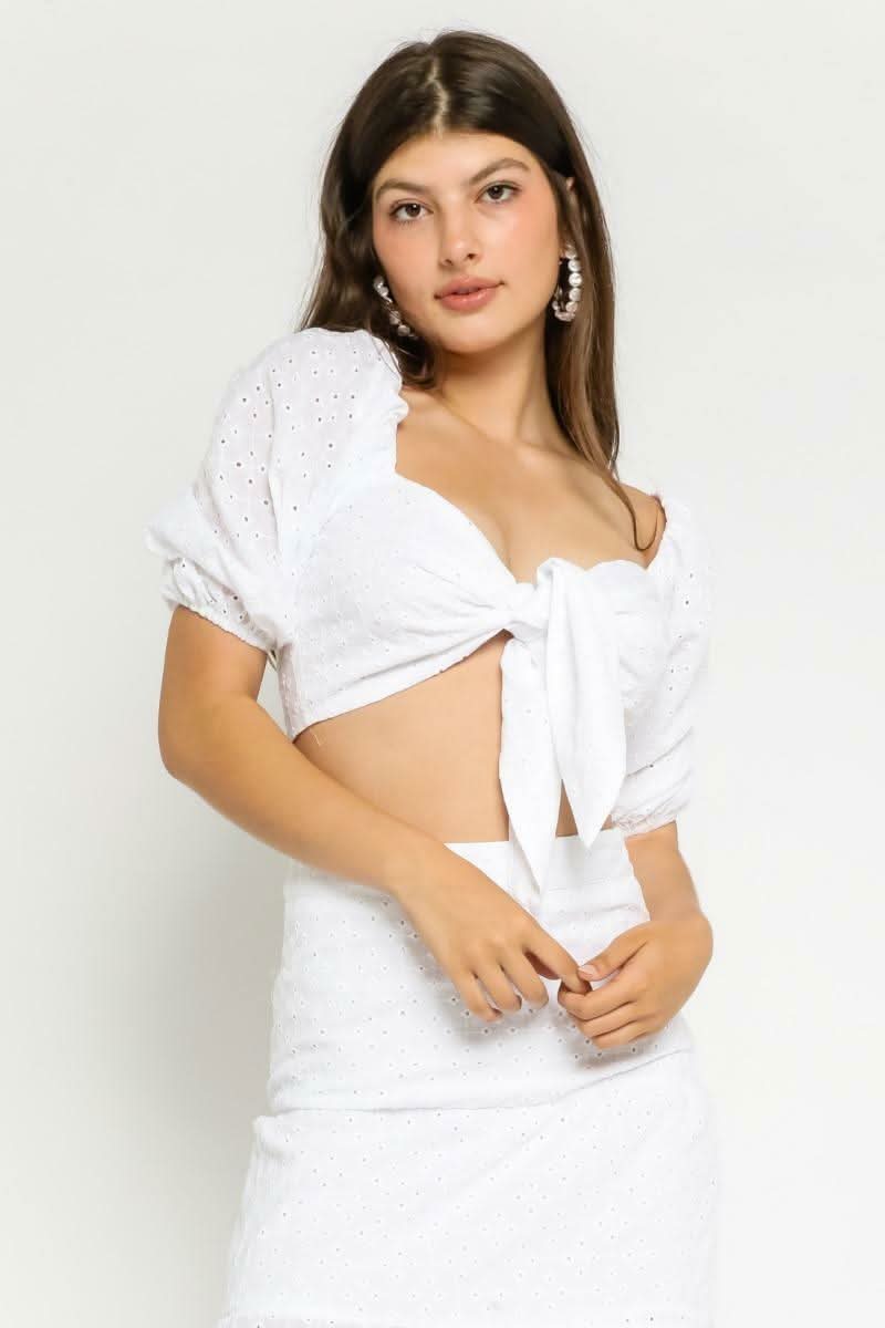 White Eyelet Crop Top