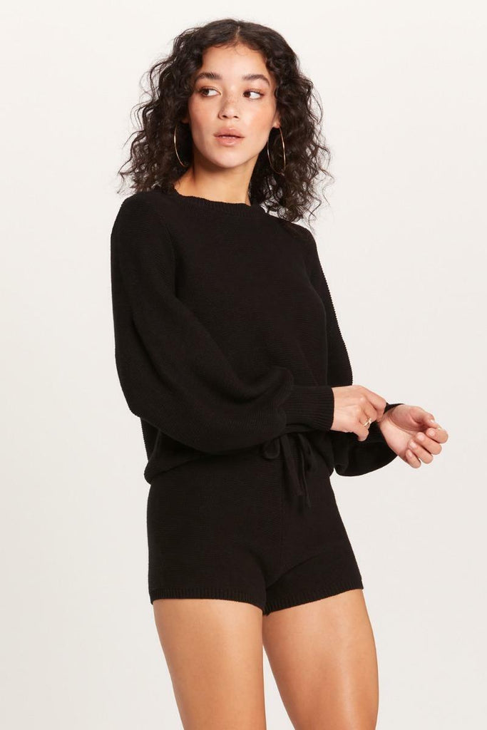 Black Bubble Sleeve Sweater