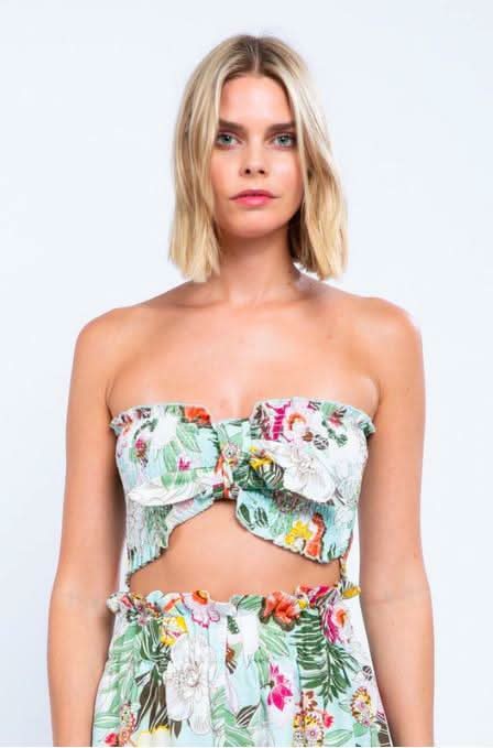 Hit The Beach White Tropical Print Two-Piece Set -  BohoPink