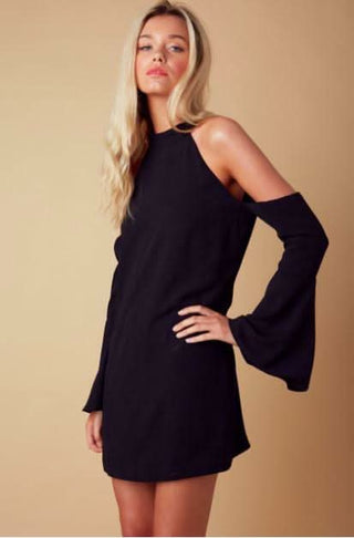 Ipanema Black Cold Shoulder Dress - Front View