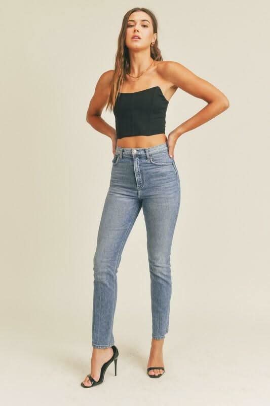 Charlie Black Strapless Crop Top -  BohoPink