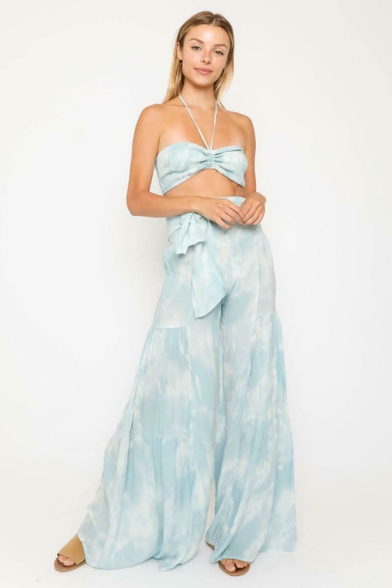 By the Shore Aqua Tie-Dye Print Two-Piece Jumpsuit -  BohoPink