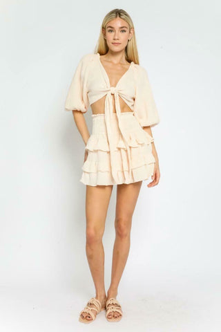 Island Paradise Blush Ruffle Mini Skirt -  BohoPink