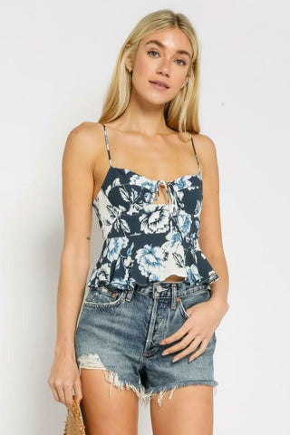 Tropical Print Cami Ruffle Top