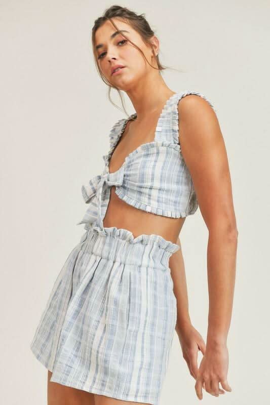 Beach House Blue and White Striped Two-Piece Romper -  BohoPink