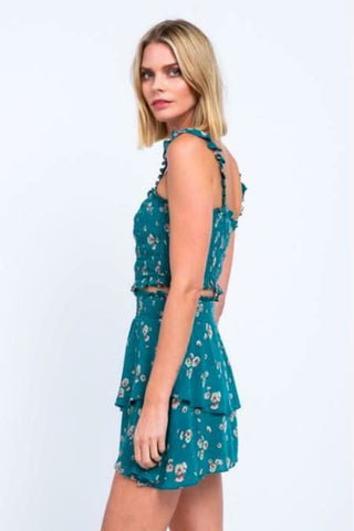 Gina Green Floral Print Two-Piece Dress  -Side View