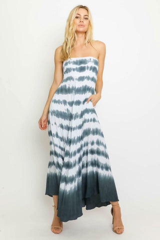 Tie-Dye Strapless Maxi Dress