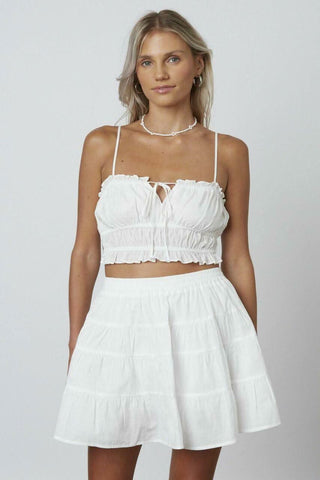 Evelyn White Two-Piece Mini Dress Set front view