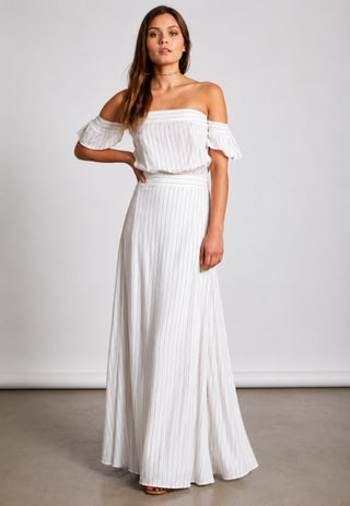 Malibu White Stripe Maxi Dress - Front View