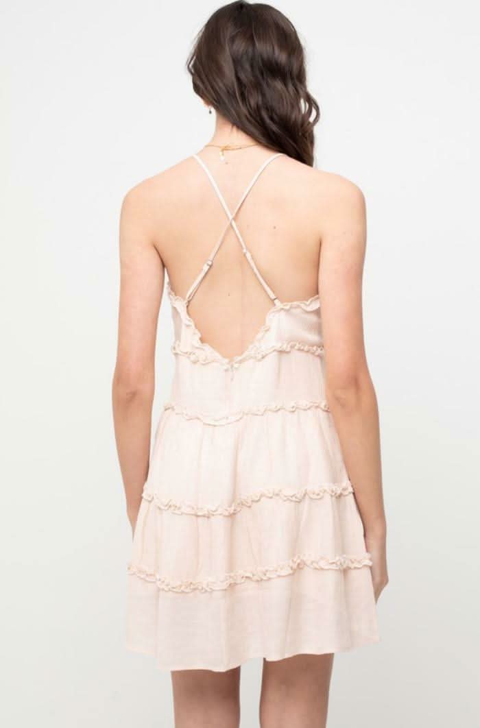 Gina Buff Ruffle Mini Dress -  BohoPink