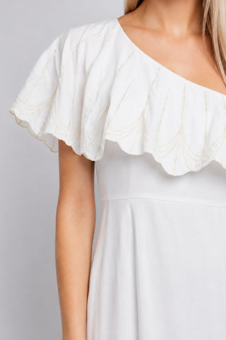 Peta One Shoulder Ruffle Maxi Dress - Detailed View