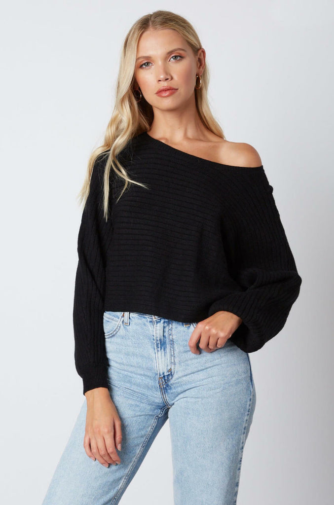 Black Cropped Slouchy Sweater