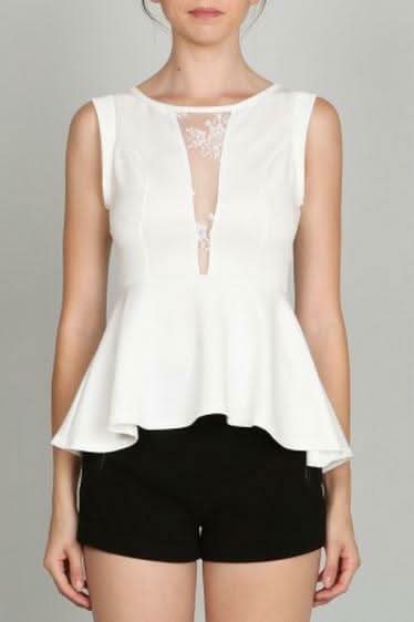 White Peplum Top