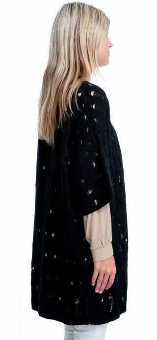 Black Crochet Kimono Cardigan