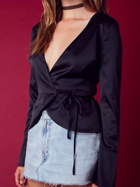 Lou Satin Wrap Top -  BohoPink