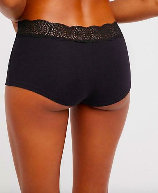 Free People Cotton Medallion Black Boyshorts -  BohoPink