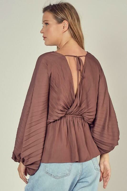 Three-Quarter Sleeve Peplum Top