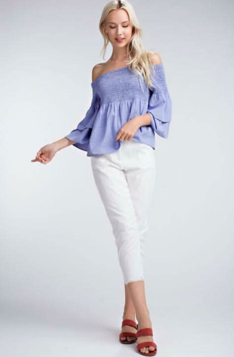 Blue Off-the-Shoulder Top 