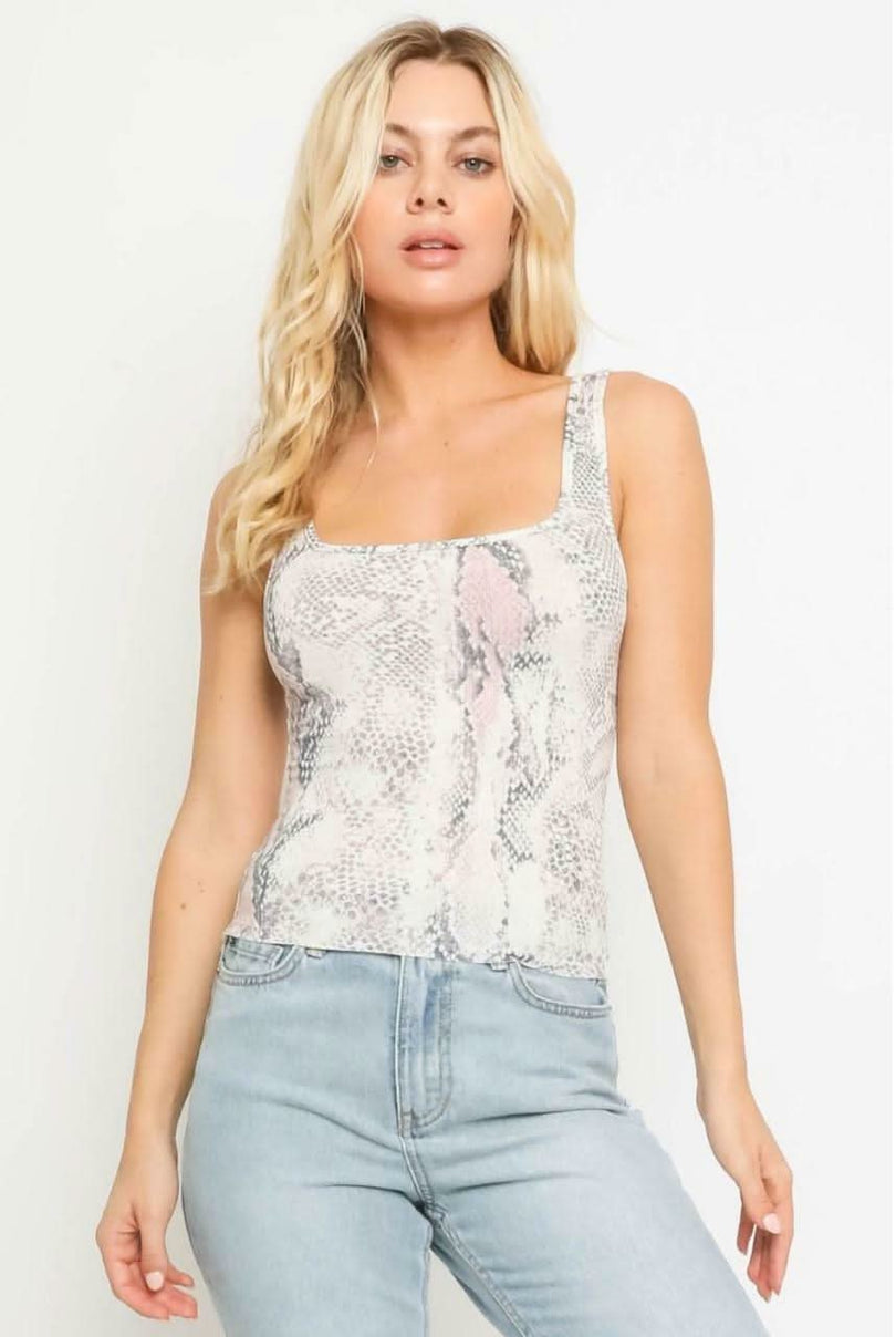 Becca Blush Snake Print Tank Top -  BohoPink