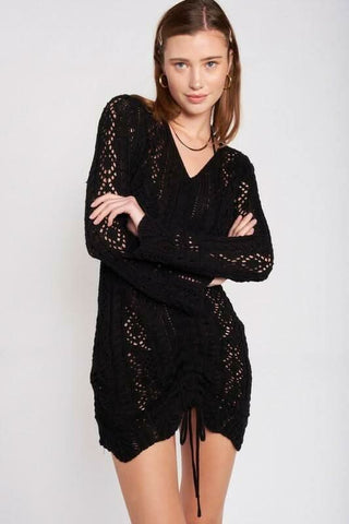 Black Sheer Crochet Swim Cover-Up 