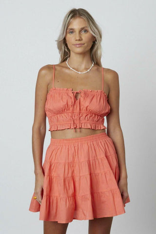 Orange / peach two-piece mini dress set