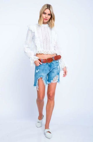 Bridget White Eyelet Lace Top -  BohoPink