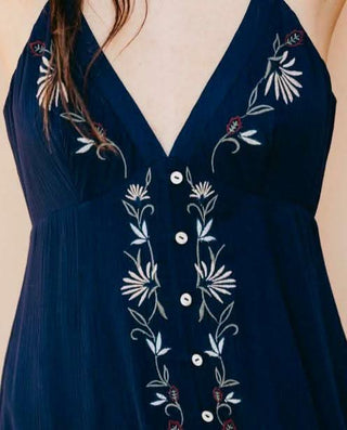 True Love Embroidered Floral Midi Dress - Close-Up View