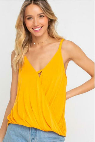 Endless Possibilities Yellow Surplice Wrap Tank Top -  Front View