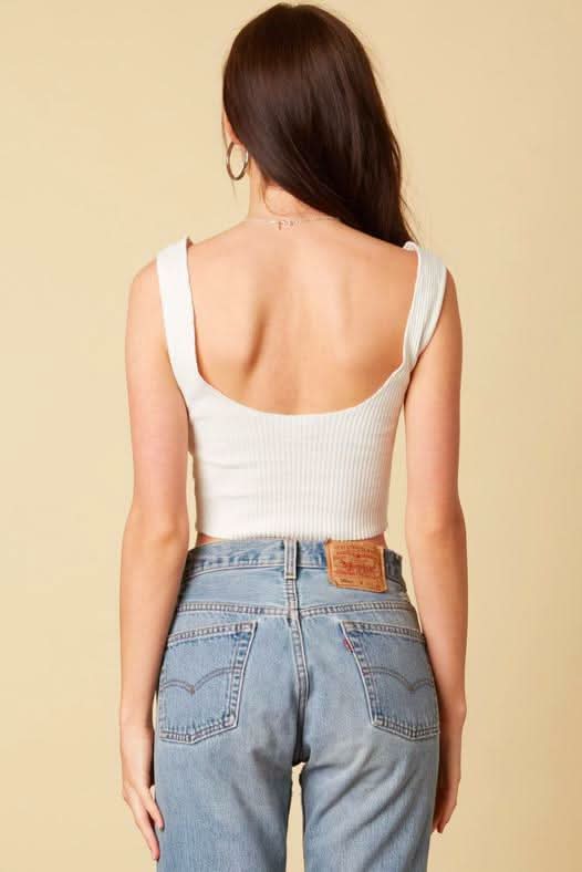 Gege White Cropped Tank Top -  BohoPink