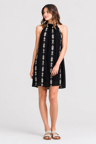 Wild West Black Mock Neck Shift Dress - Outfit View
