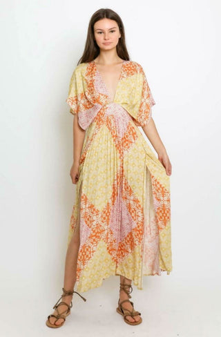 Sevi Yellow Multi Floral Print Maxi Dress - Outfit View