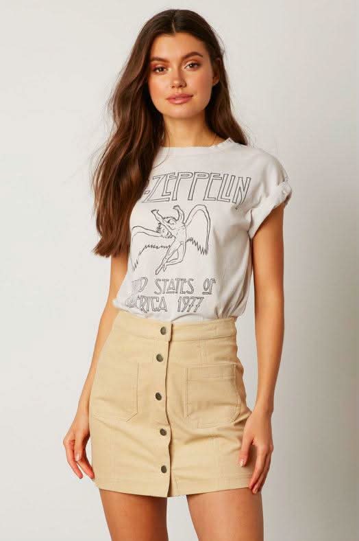 Beige Corduroy Mini Skirt